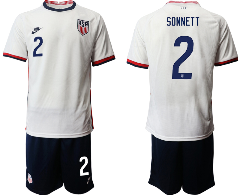 Men 2020-2021 Season National team United States home white #2 Soccer Jersey1
